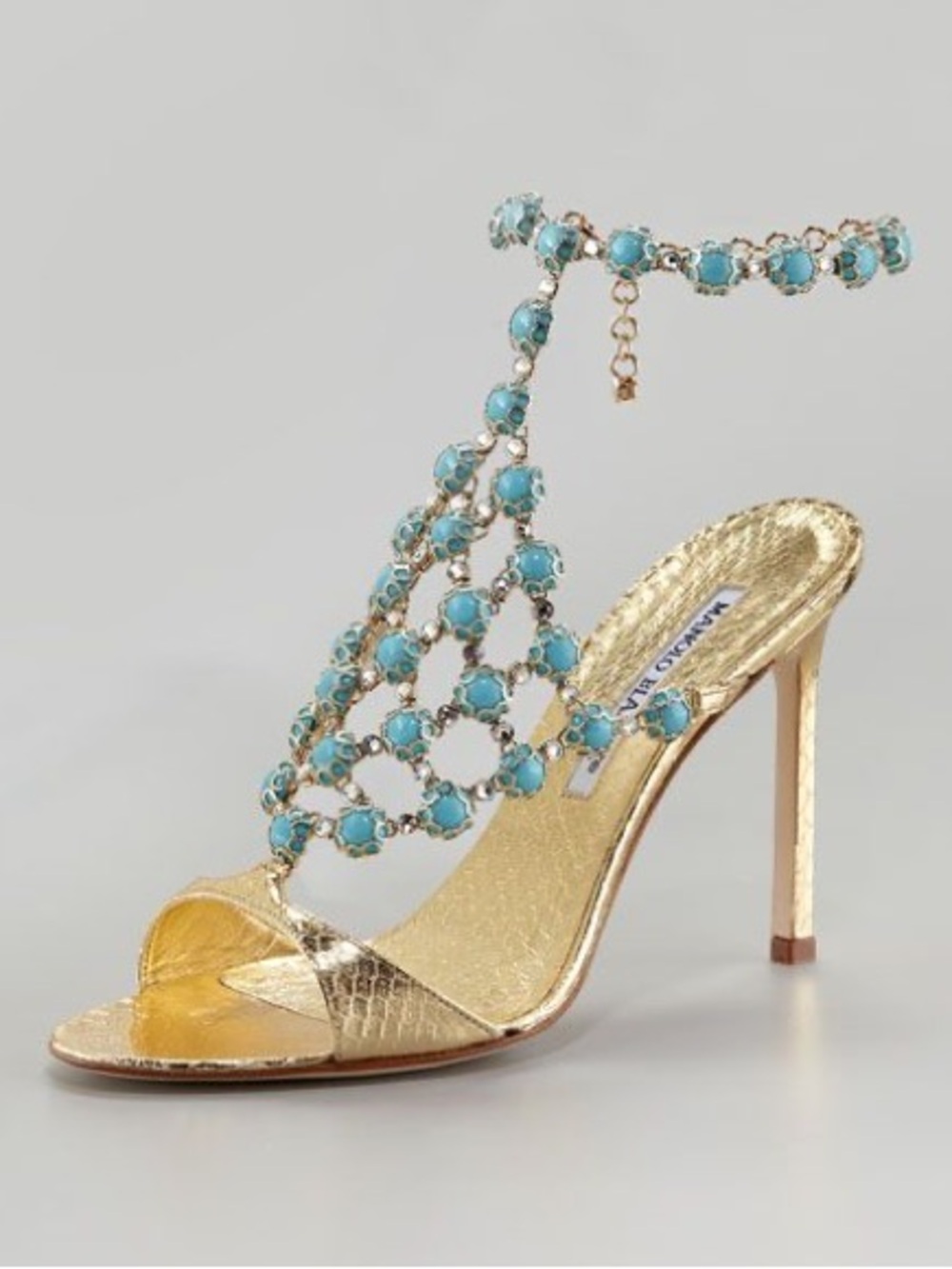 Vintage Manolo Blahnik Metallic Gold Python Sandals